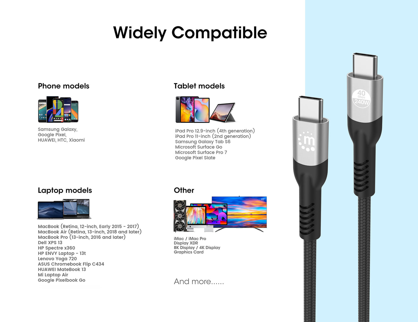 Cable USB4 de USB C a C, 40 Gbps, Video 8K y PD 3.1 para carga de 240 W Image 14