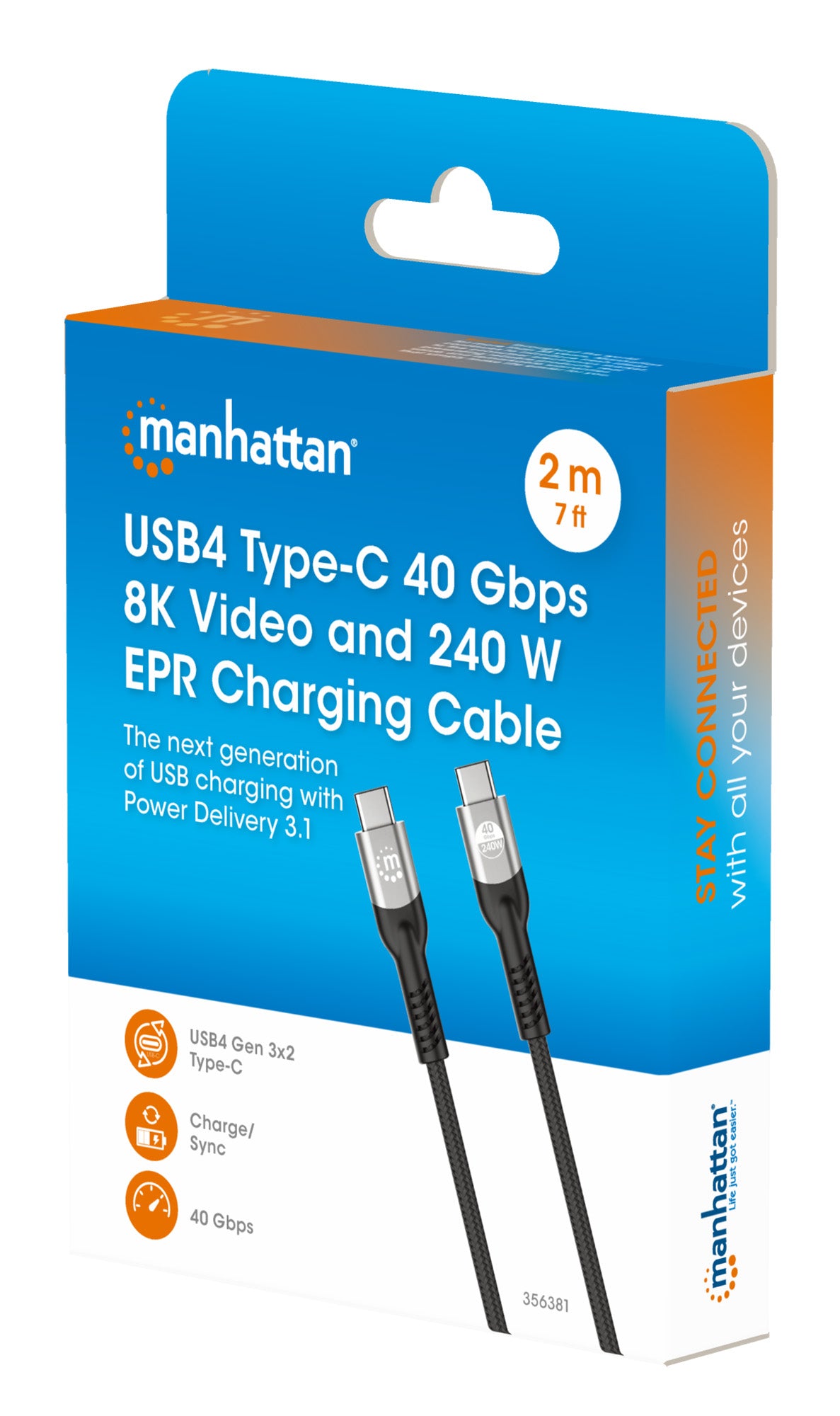 USB4 Tipo-C 40 Gbps 8K Vídeo y 240 W EPR Cable de carga / PD 3.1 Packaging Image 2