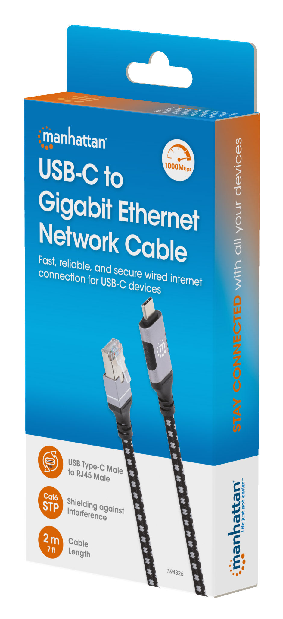 Cable de red USB-C a RJ-45 Gigabit Ethernet, 2 m Packaging Image 2