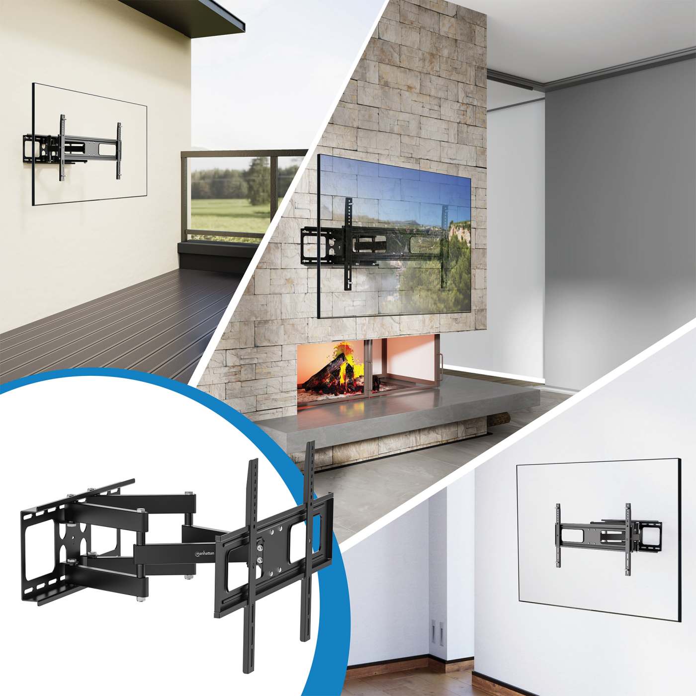Soporte de pared para TV de movimiento completo para exteriores, para pantallas de 37" a 86" Image 10