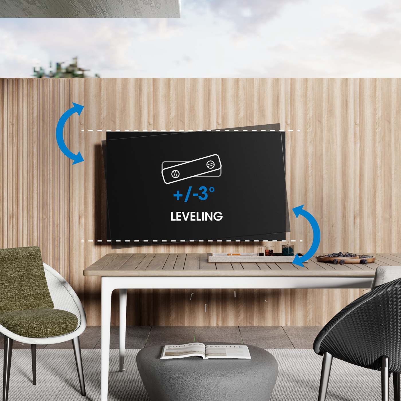 Soporte de pared para TV de movimiento completo para exteriores, para pantallas de 37" a 86" Image 13