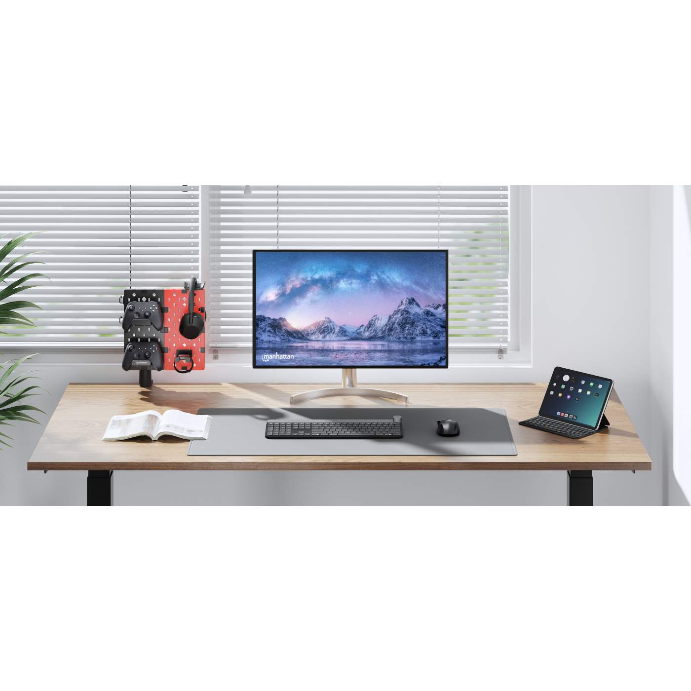 Soporte de escritorio con tablero organizador perforado y porta accesorios Image 12