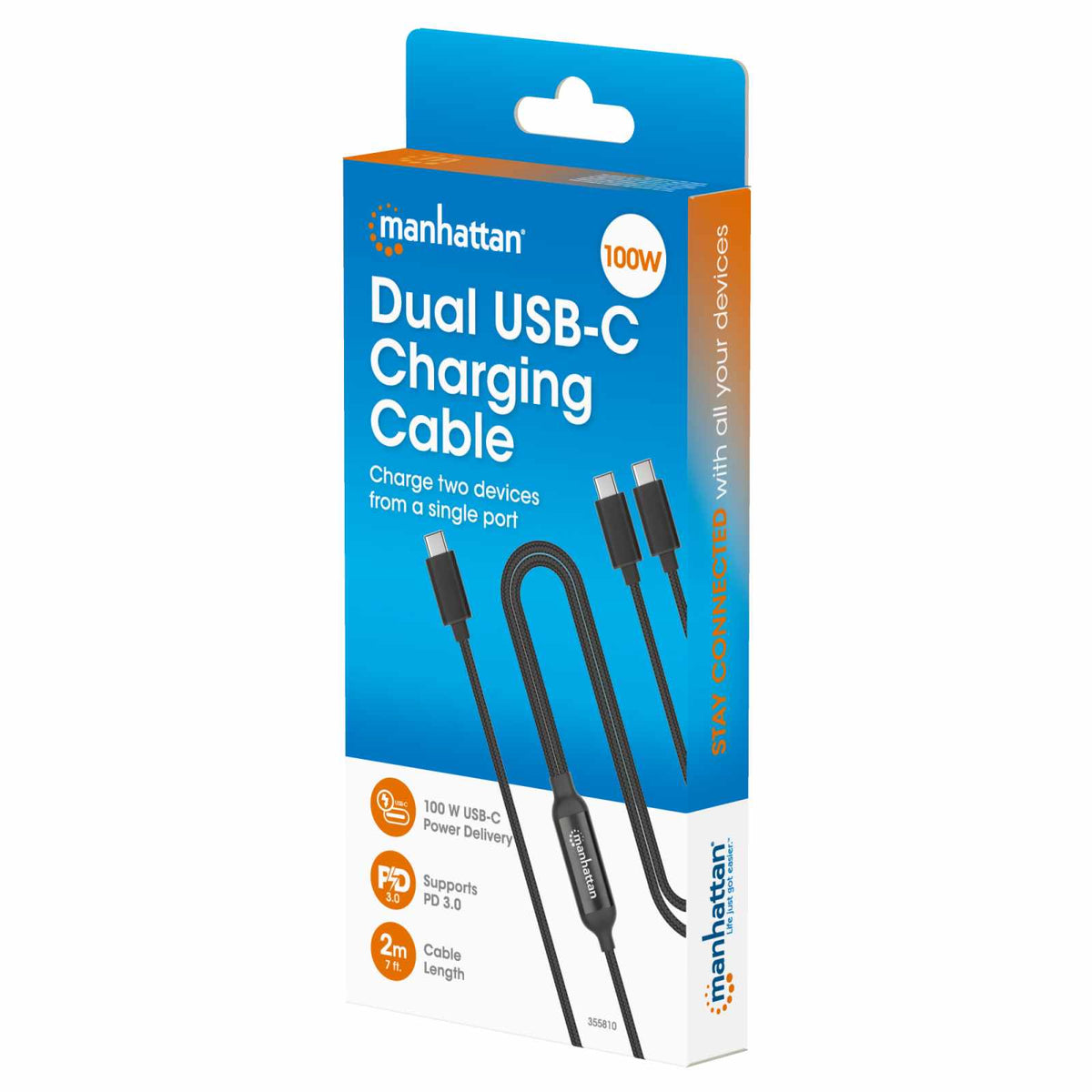 Cable de carga doble USB-C de 100 W, 2 m (7 pies) Packaging Image 2