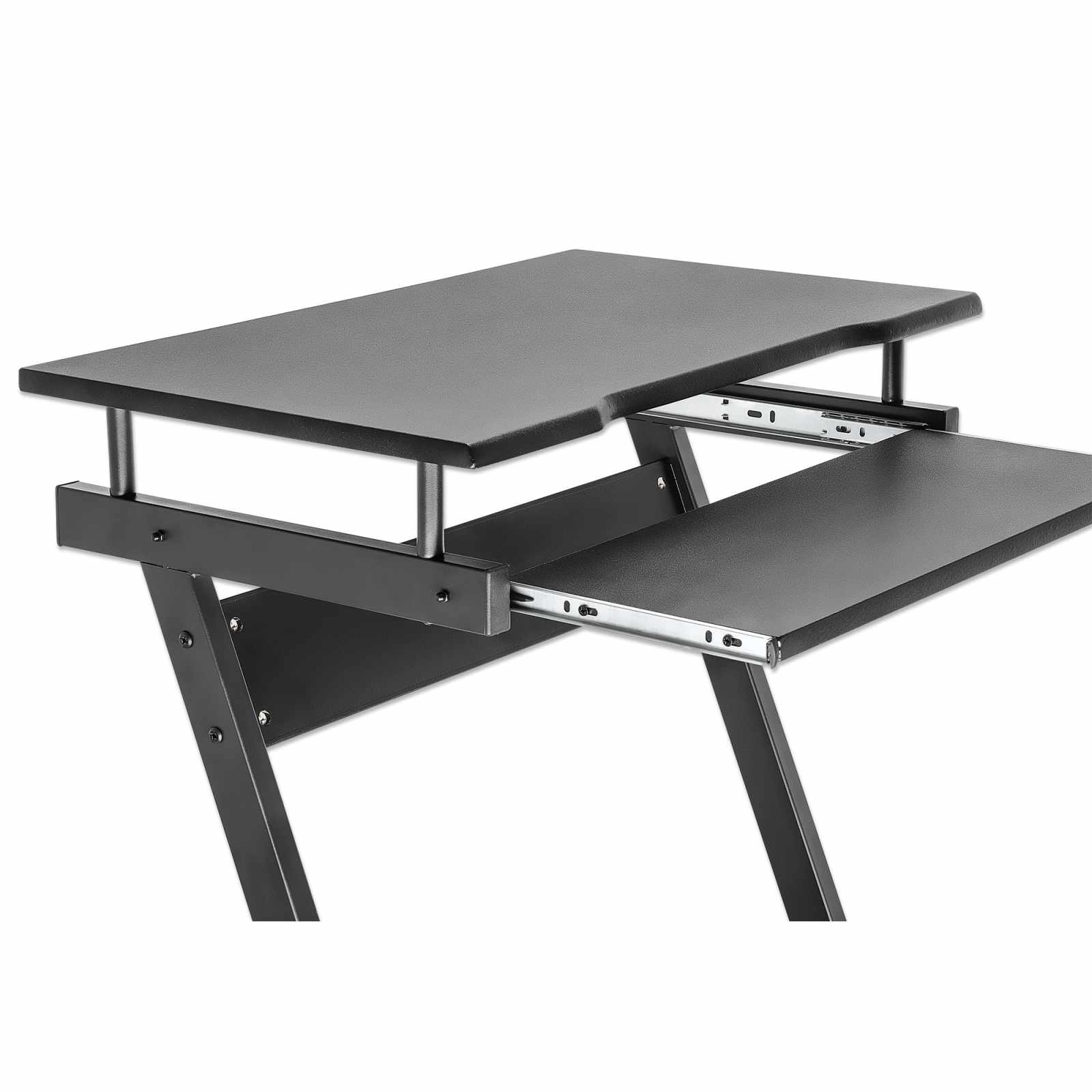 Escritorio compacto para computadora negro, con bandeja deslizable para teclado Image 9