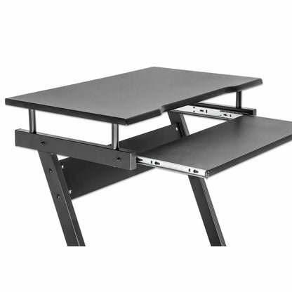 Escritorio compacto para computadora negro, con bandeja deslizable para teclado Image 9
