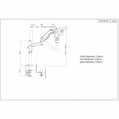 Soporte para monitor con resorte a gas universal y brazo ajustable en altura. Image 9