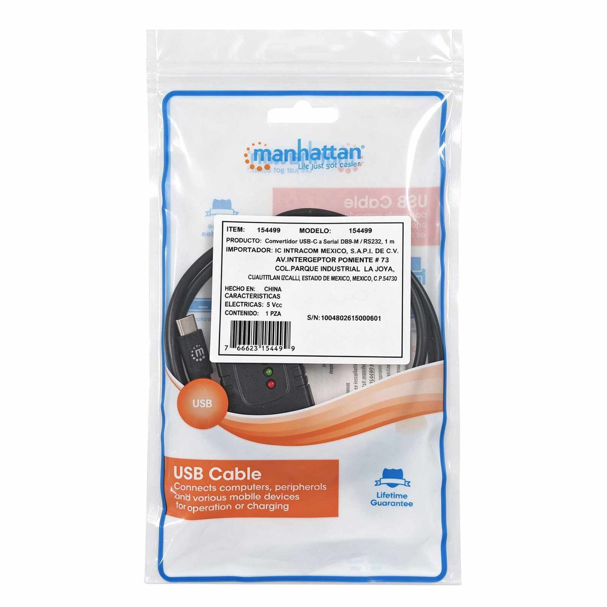 Convertidor USB-C a Serial DB9 / RS232, 1 m Packaging Image 2