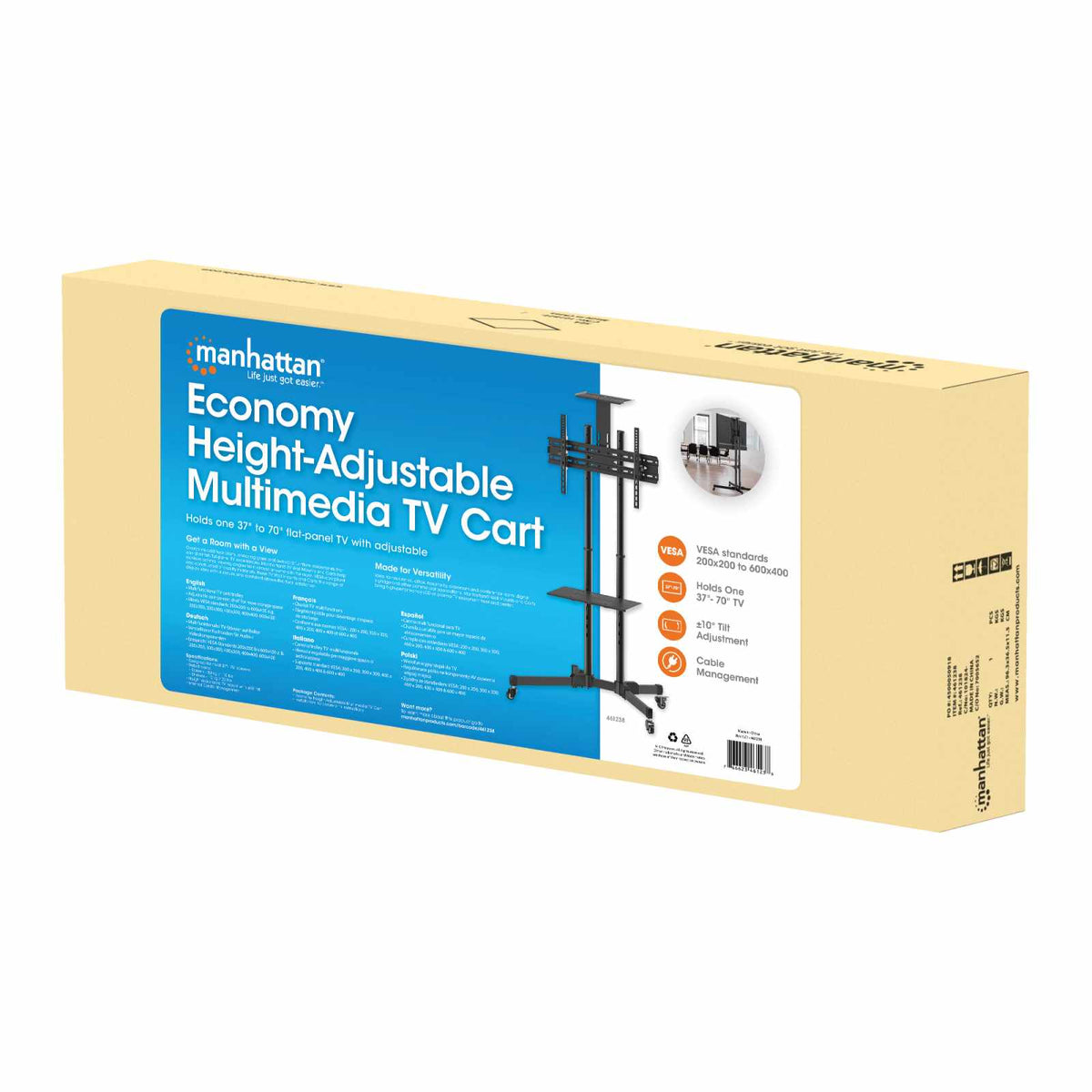 Soporte Económico de Carrito para Pantallas de 37" a 70" Ajustable en Altura Packaging Image 2