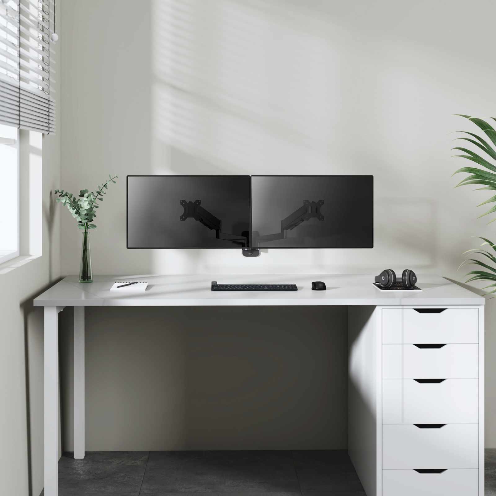 Soporte de pared universal para dos monitores con resorte de gas Image 10