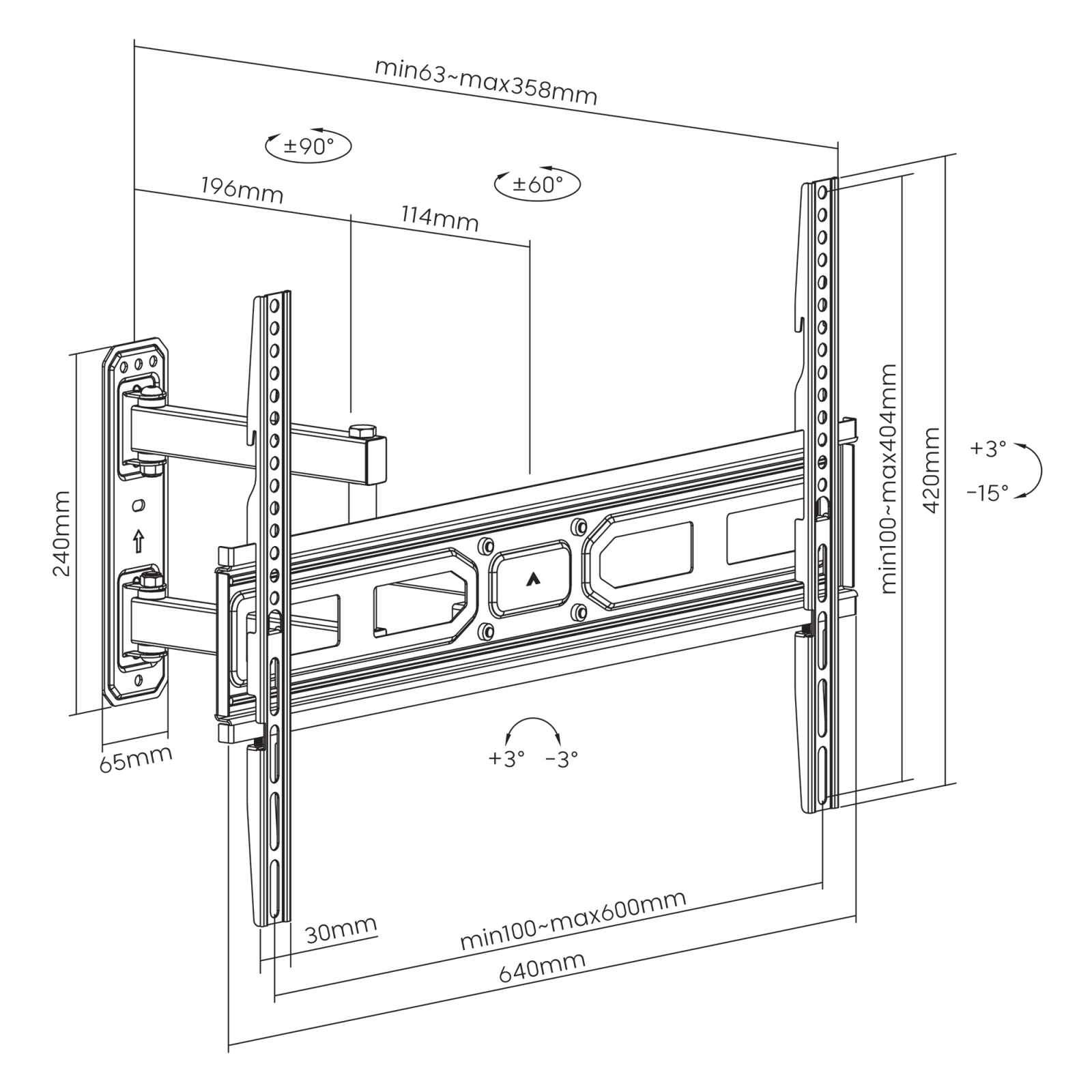 Soporte con brazo articulado para pantalla de 37" a 70" Image 9
