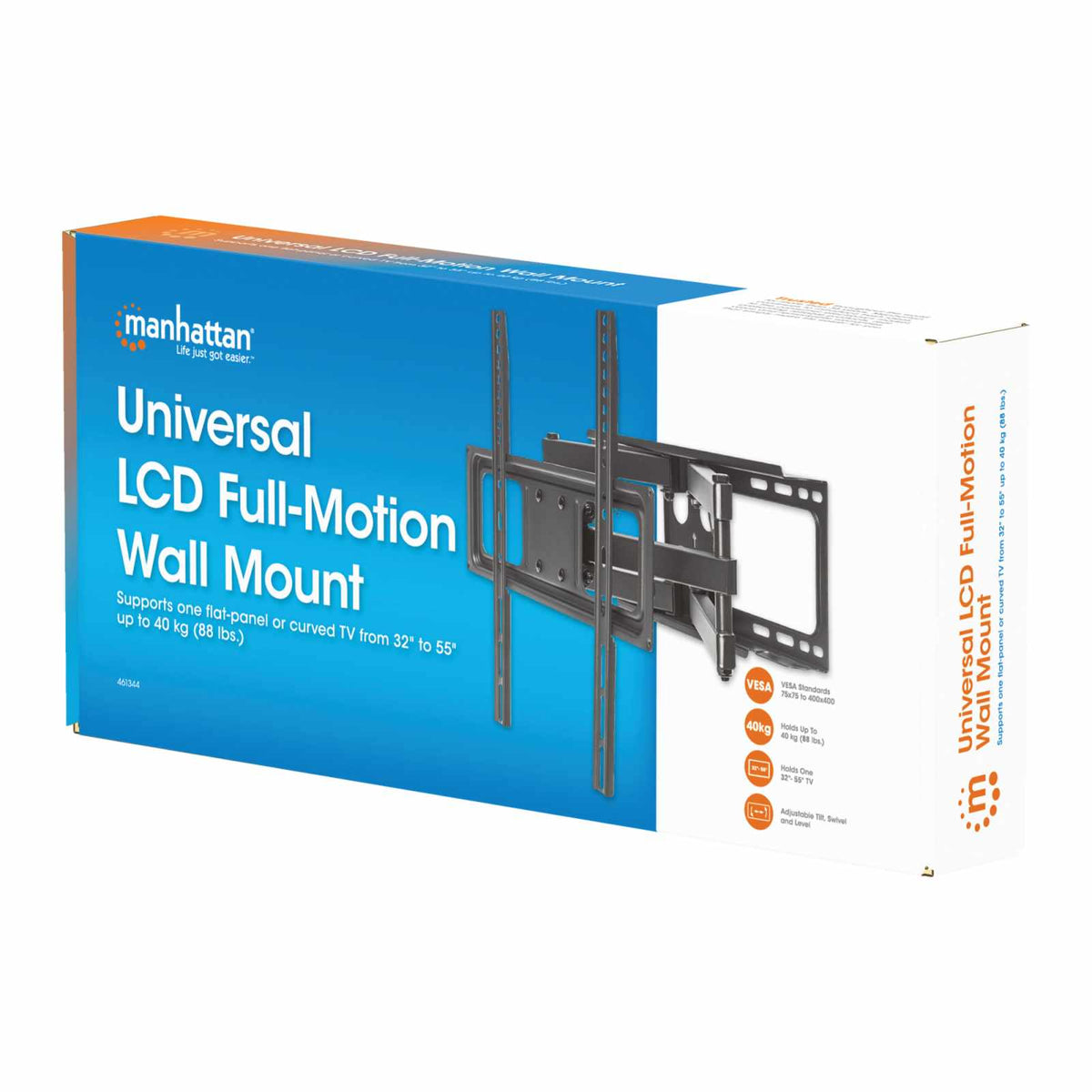 Soporte de Pared de Movimiento Completo con Ajuste de Nivelación de Poste para Pantallas de 32" a 55" Packaging Image 2