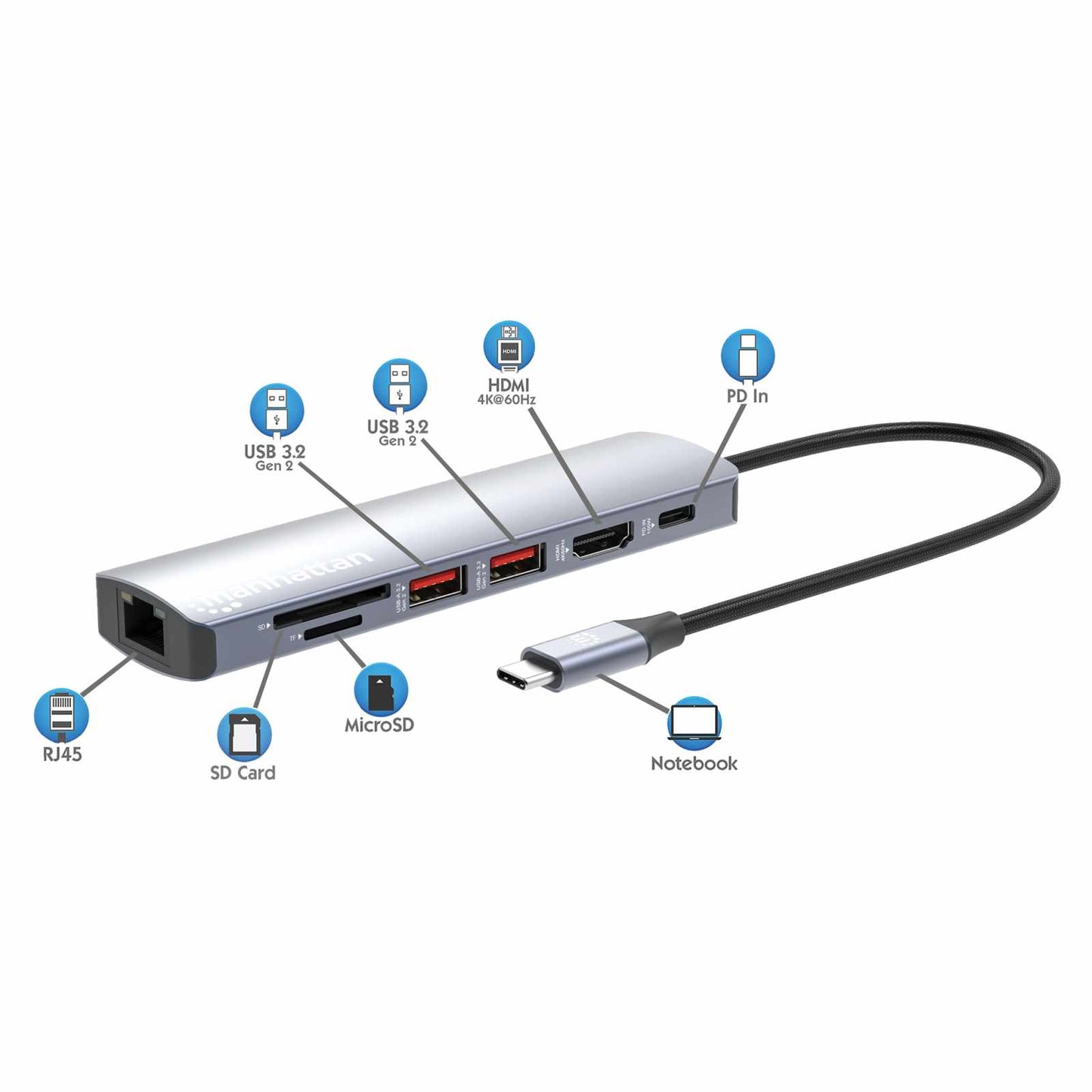 Estación Docking USB-C con lector de tarjetas, 7 en 1 Image 9