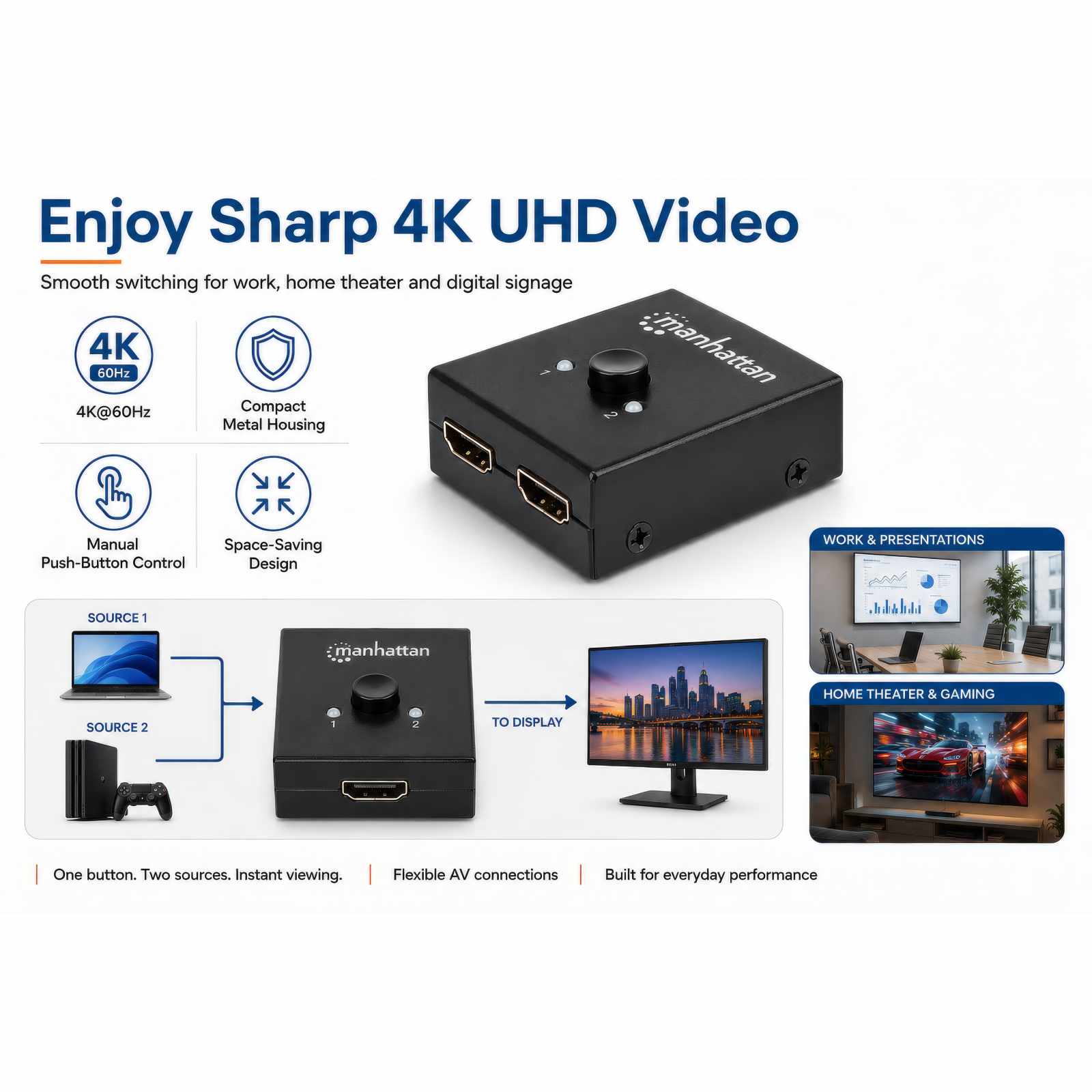 Switch bidireccional HDMI 4K de 2 puertos Image 9