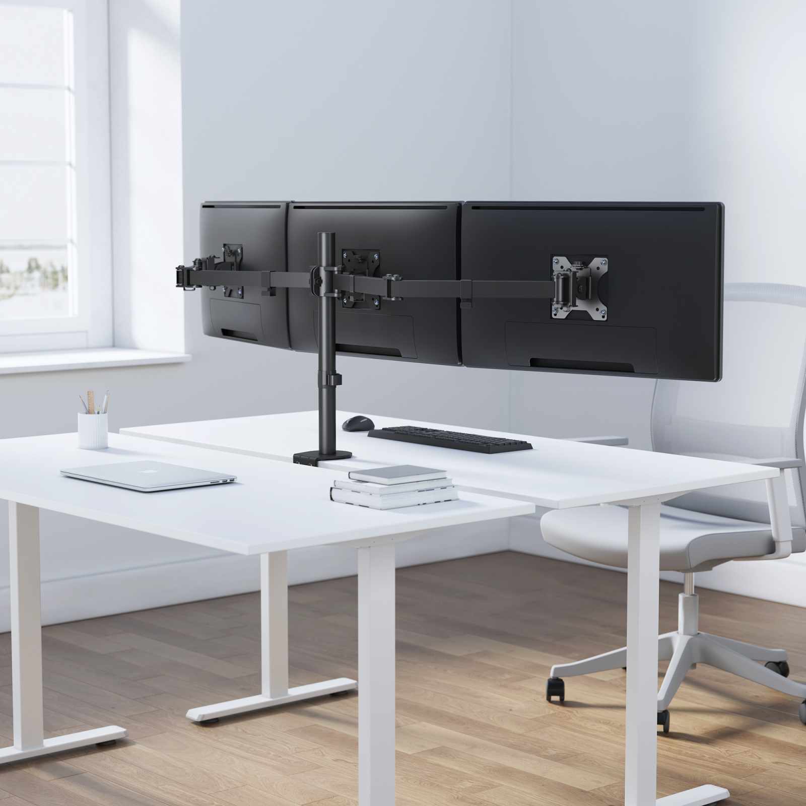 Soporte para monitor LCD con soporte central y brazos articulados de doble articulación Image 9