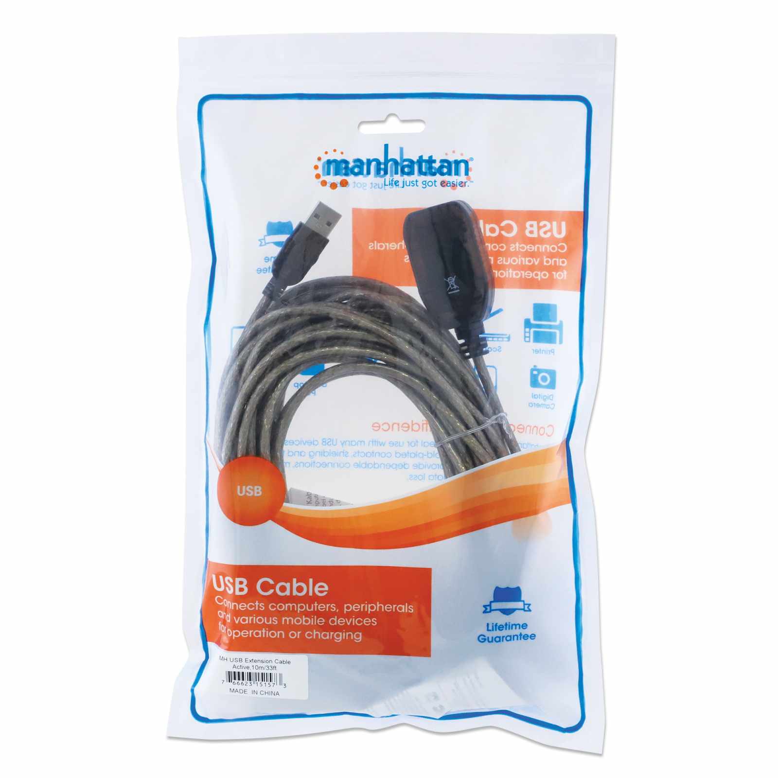 Cable de extensión activo USB A 2.0, 480 Mbps 10m Packaging Image 2
