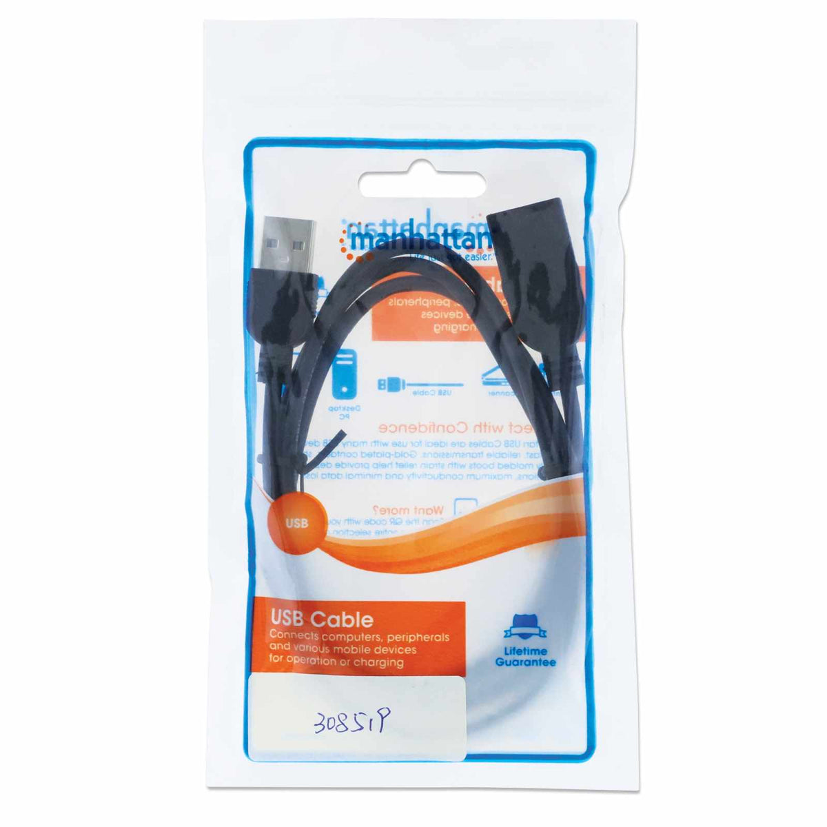 Cable de Extensión USB A 2.0, 480 Mbps 1m Packaging Image 2