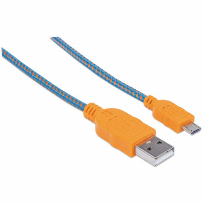 Cable Micro-B USB 2.0 Azul/Naranja, recubrimiento textil 1m  Image 3
