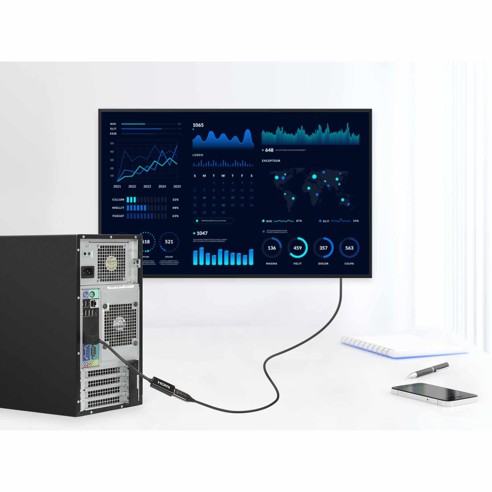 Adaptador activo DisplayPort macho a HDMI hembra, 4K a 60 Hz Image 7