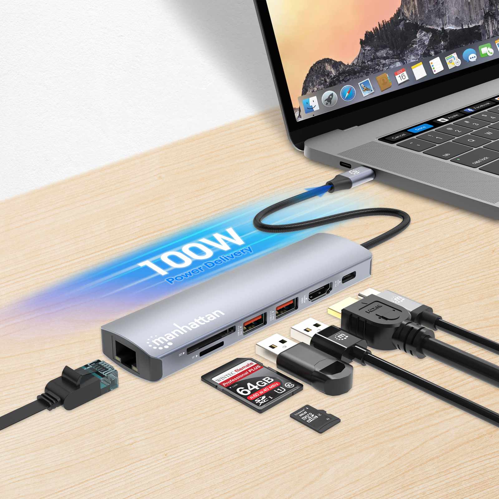 Estación Docking USB-C con lector de tarjetas, 7 en 1 Image 8