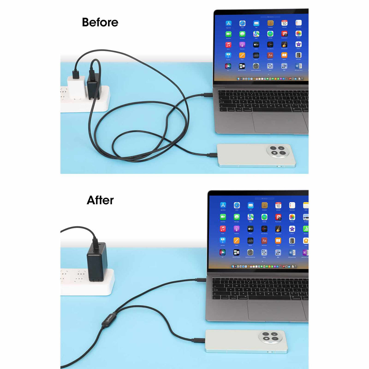 Cable de carga doble USB-C de 100 W, 2 m (7 pies) Image 6