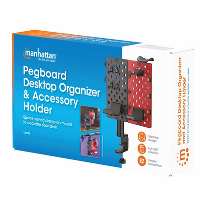 Soporte de escritorio con tablero organizador perforado y porta accesorios Packaging Image 2