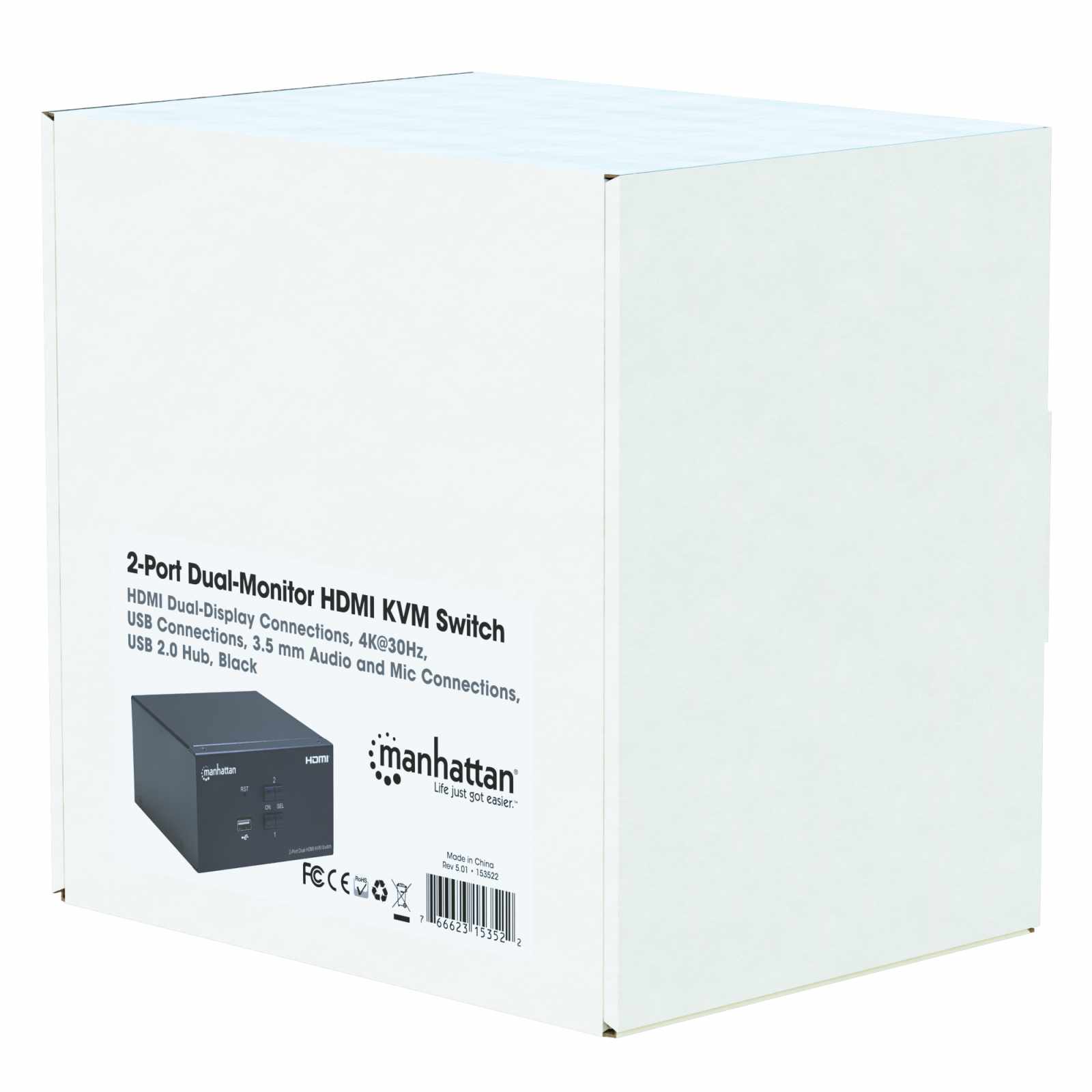 Switch KVM HDMI de 2 puertos y doble monitor  Packaging Image 2