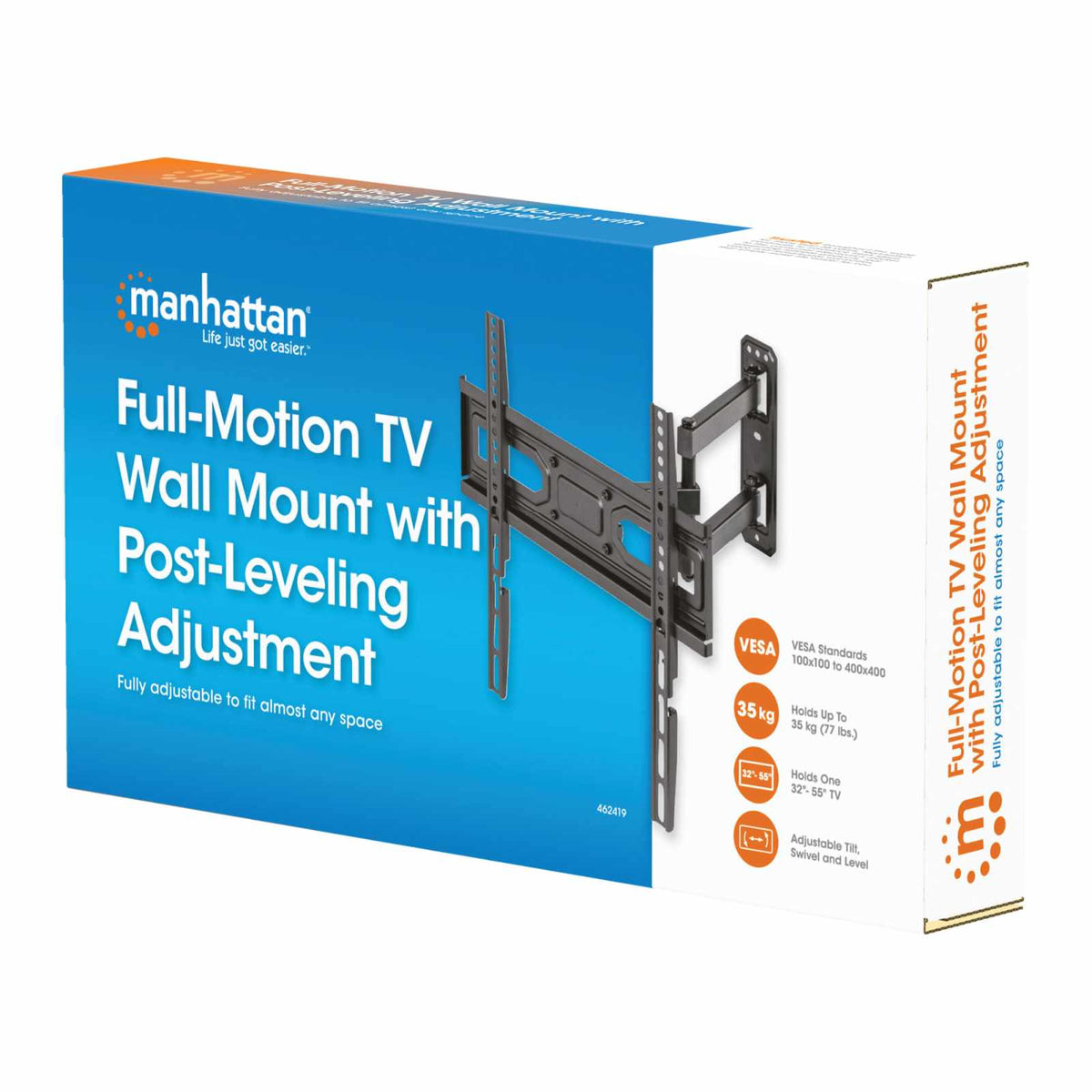 Soporte de Pared de Movimiento Completo con Ajuste de Nivel para Pantallas de 32" a 55" Packaging Image 2