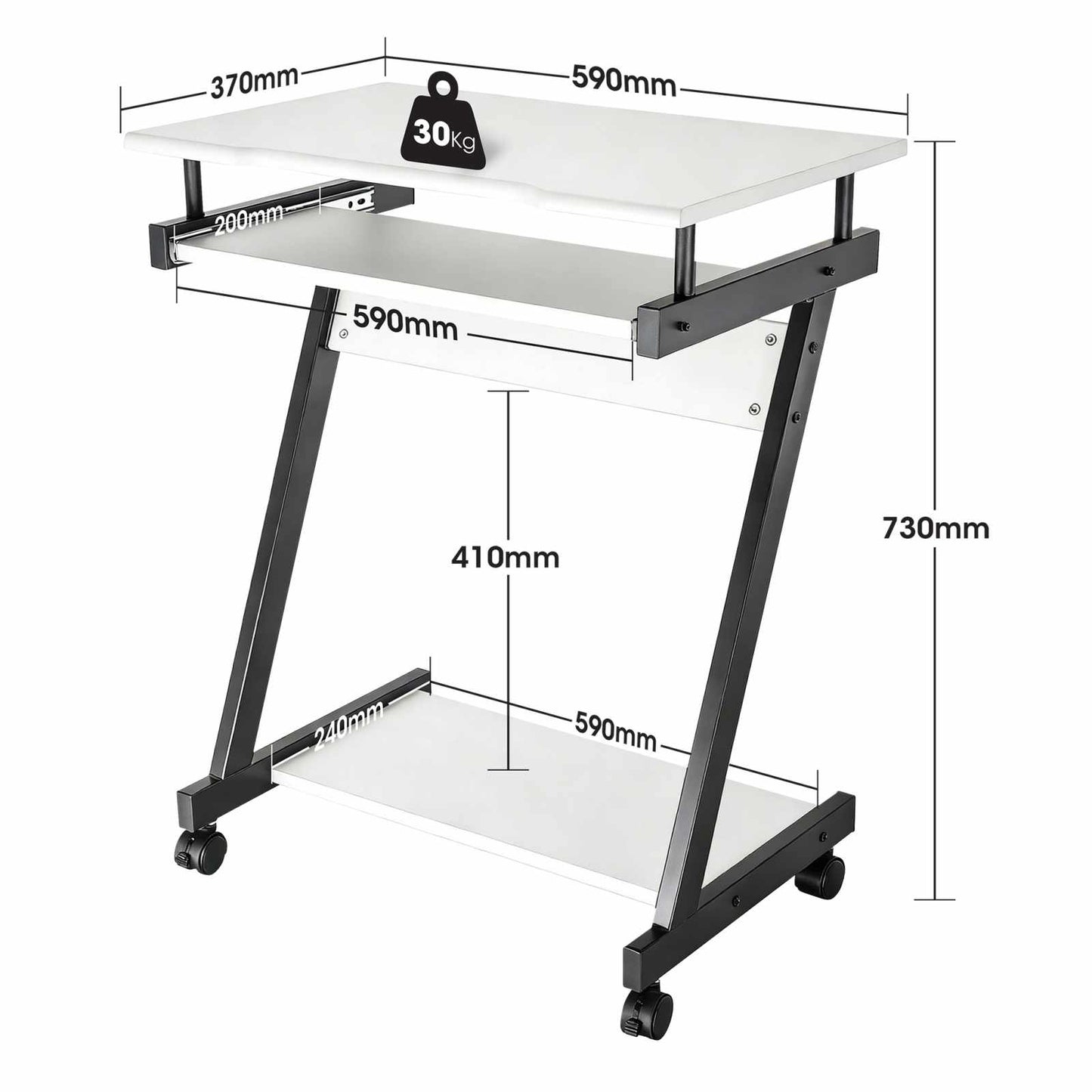 Escritorio compacto para computadora con bandeja deslizable para teclado, blanco Image 10