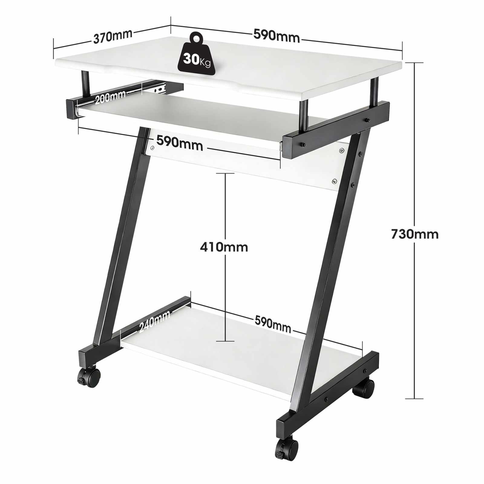 Escritorio compacto para computadora con bandeja deslizable para teclado, blanco Image 10