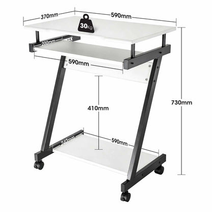 Escritorio compacto para computadora con bandeja deslizable para teclado, blanco Image 10