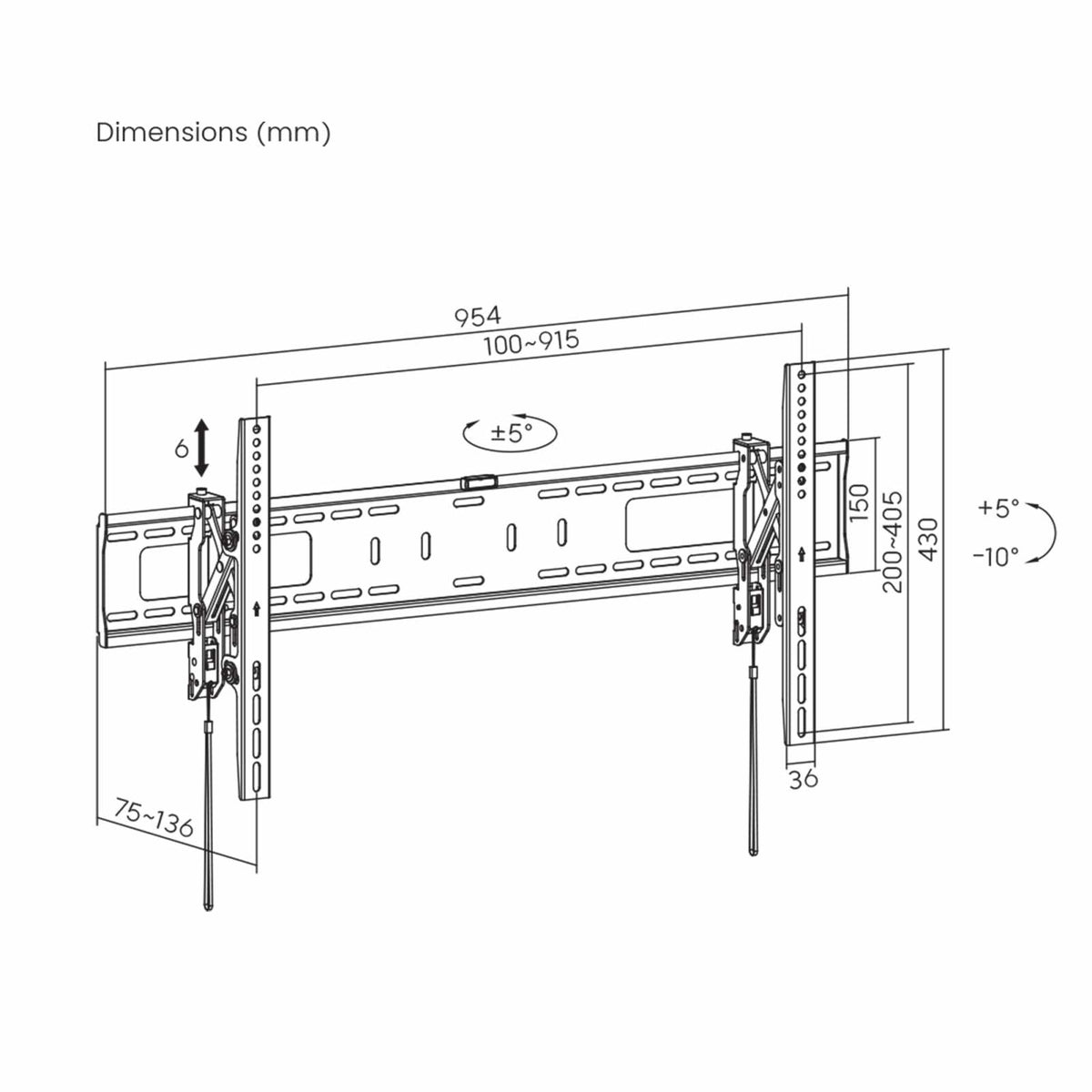 Soporte de pared Inclinable Anti-Robo para Pantallas con Extensión Image 14