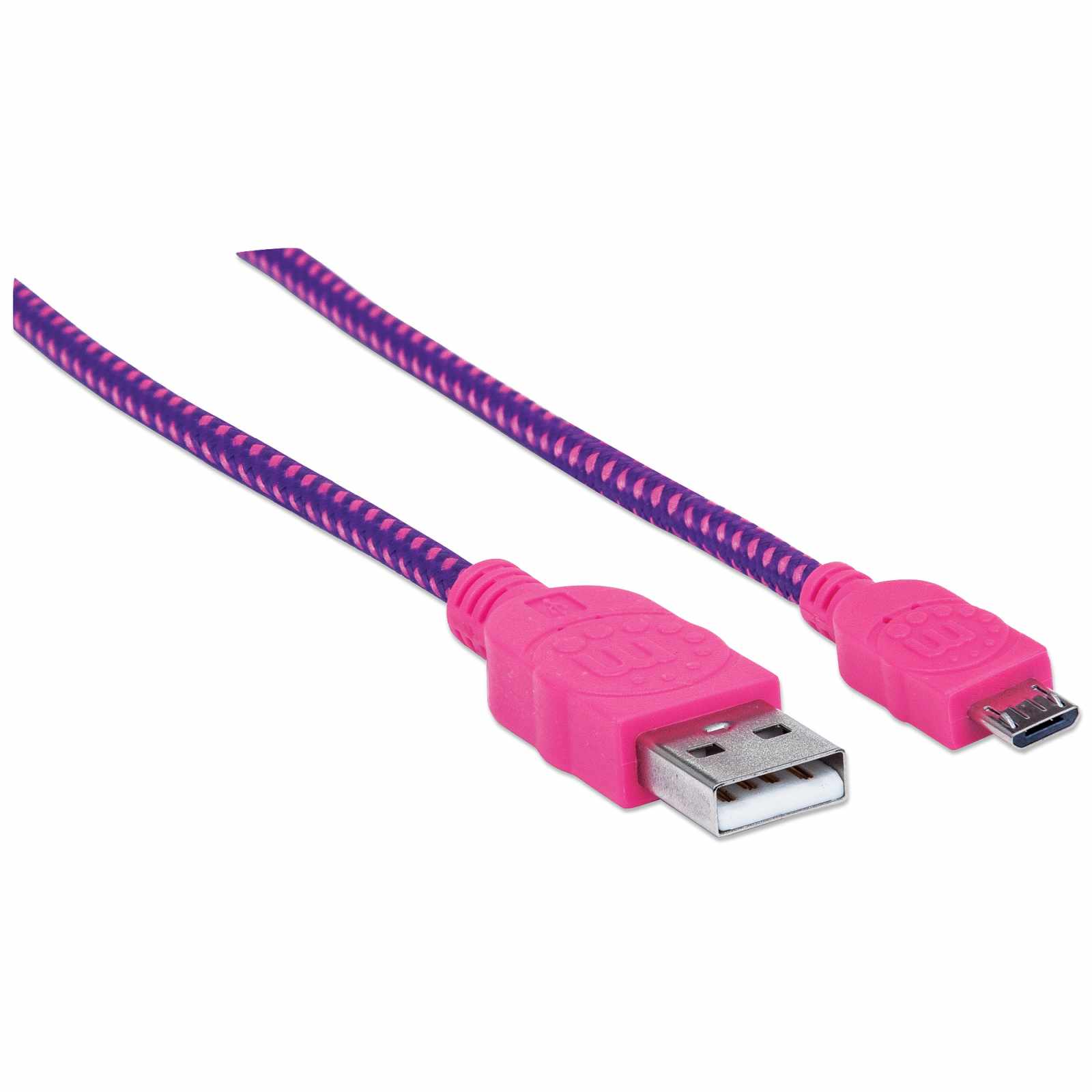 Cable Micro-B USB 2.0 Rosa/Morado, recubrimiento textil 1m  Image 3