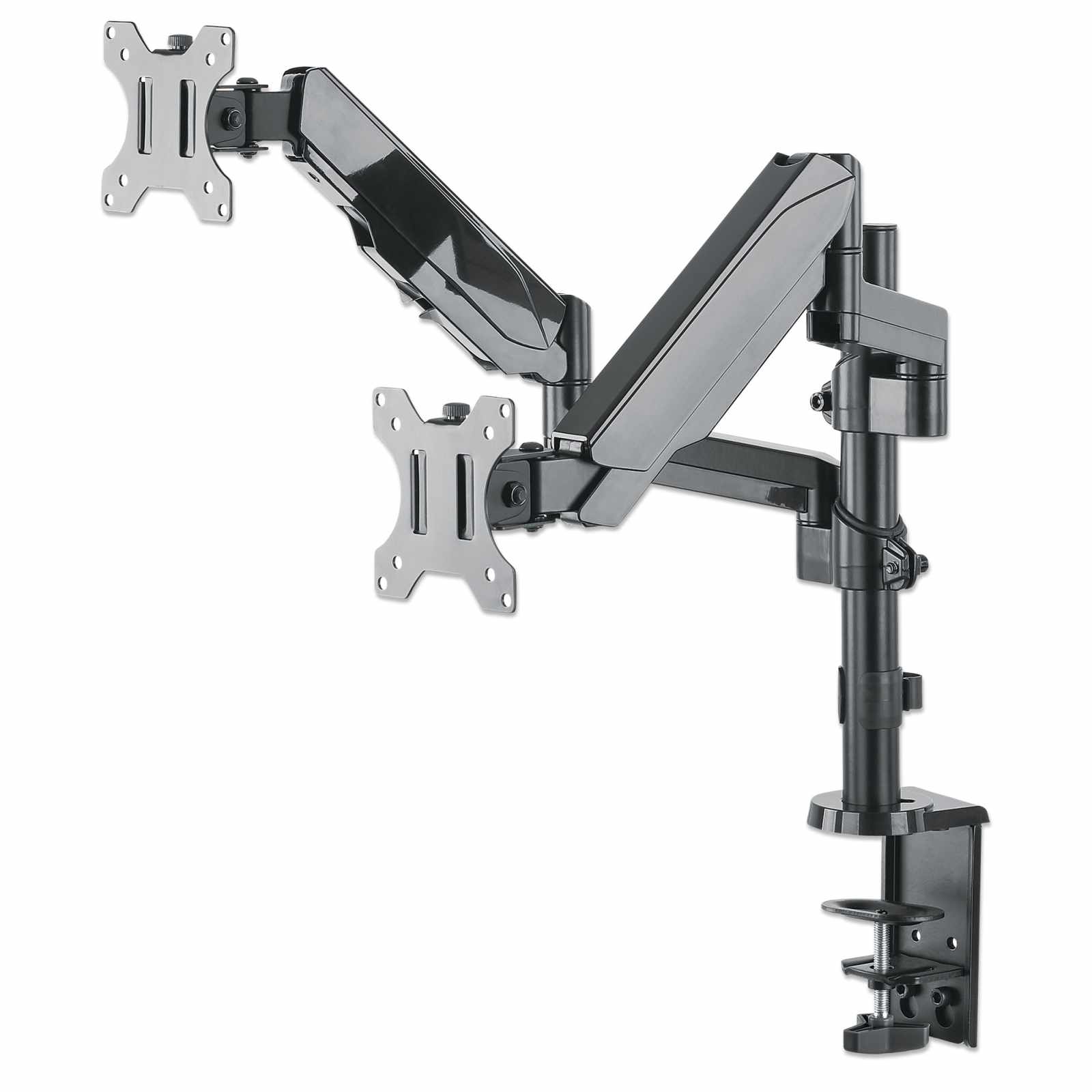 Soporte universal para monitor con brazos ajustables en altura y resorte de goma Image 1