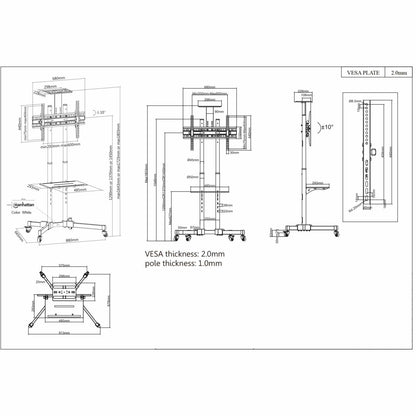 Soporte Económico de Carrito para Pantallas de 37" a 70" Ajustable en Altura Image 13