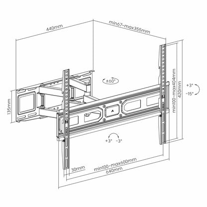 Soporte de pared con doble brazo articulado y ajuste de nivel, 37" a 80" Image 11