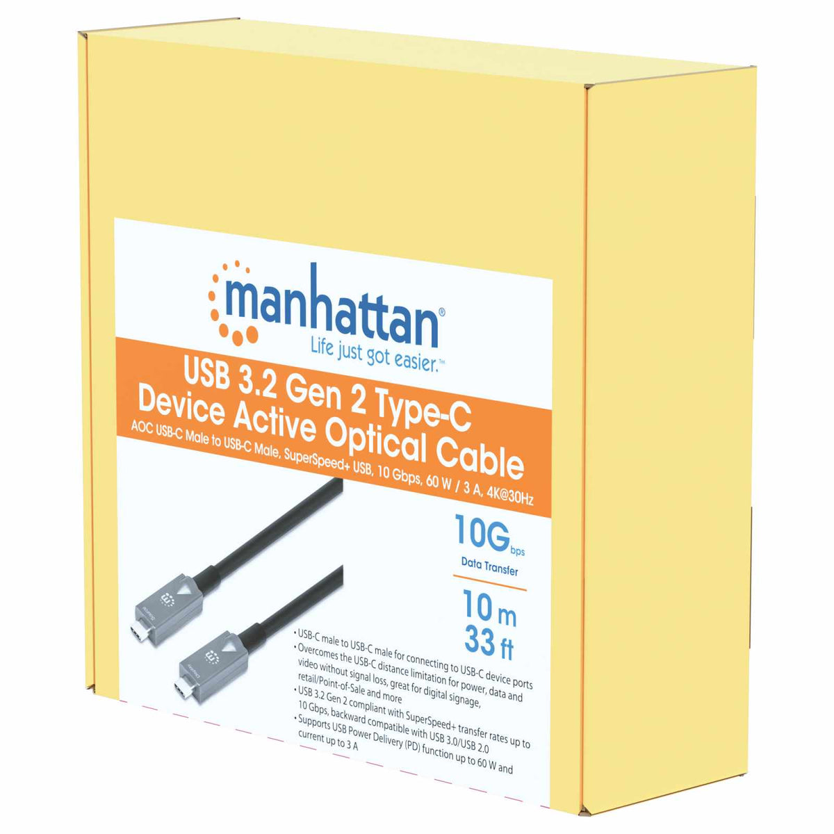 Cable USB-C de fibra óptica (AOC) USB 3.2 Gen 2, 4K@30Hz 60W / 3 A 10m Packaging Image 2