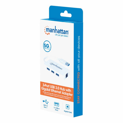 Hub USB 3.0 Tipo-A de 3 puertos con adaptador Ethernet Gigabit | Cumple con TAA. Packaging Image 2