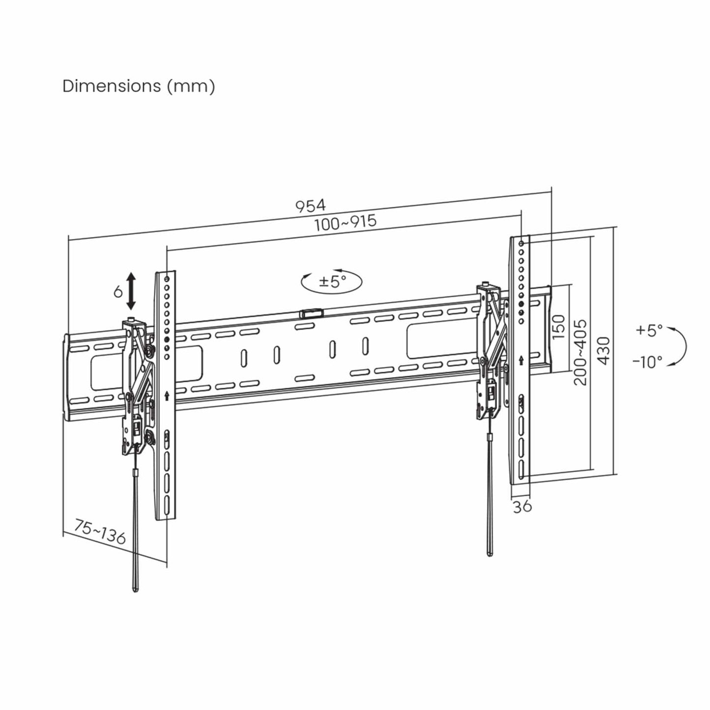 Soporte de pared Inclinable Anti-Robo para Pantallas con Extensión Image 14