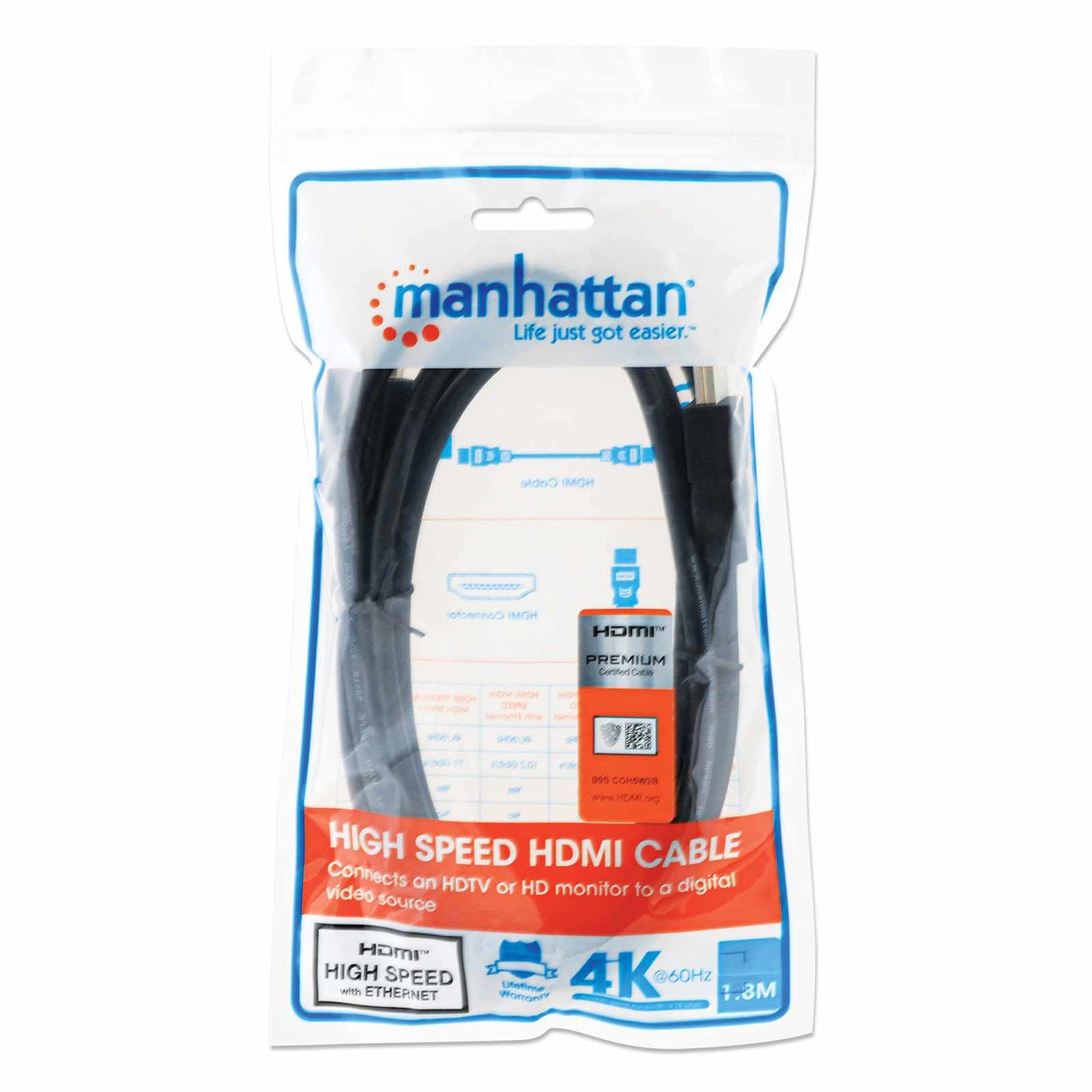 Cable HDMI de Alta Velocidad con Canal Ethernet, Versión Premium Packaging Image 2