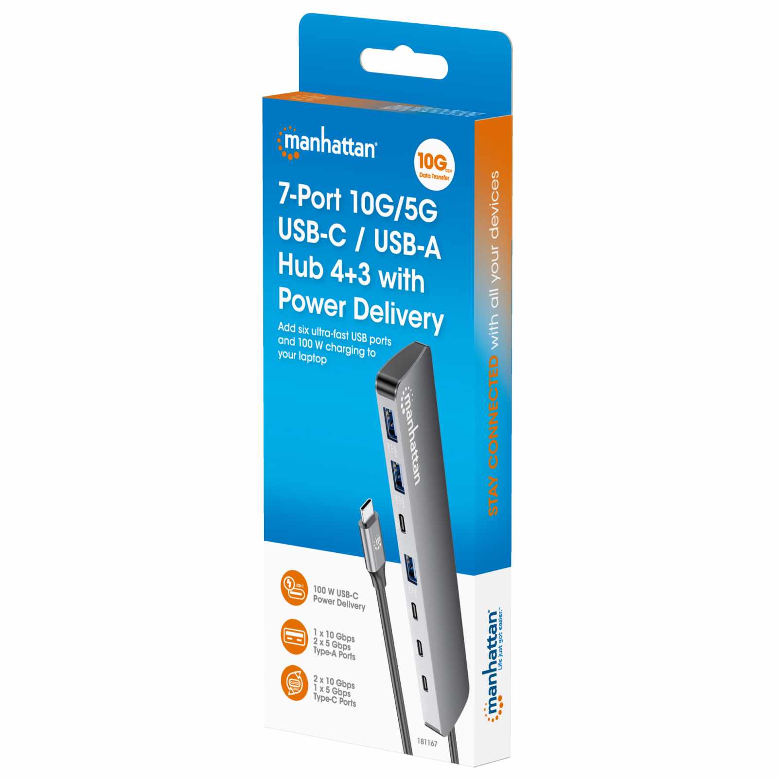 Hub de 7 puertos 10G/5G USB-C / USB-A 4+3 con Power Delivery Packaging Image 2