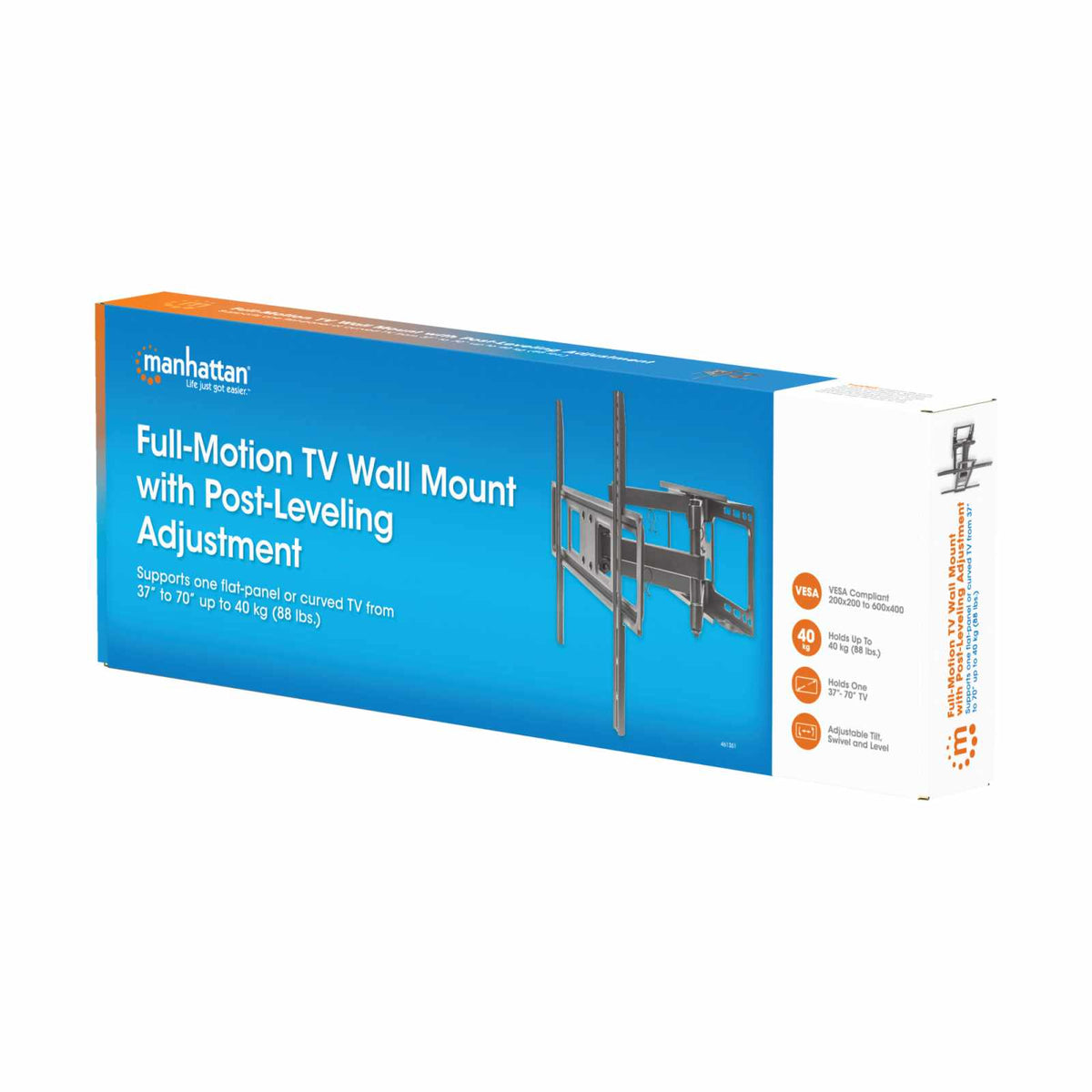 Soporte de Pared de Movimiento Completo con Ajuste de Nivelación de Poste para Pantallas de 37" a 70" Packaging Image 2