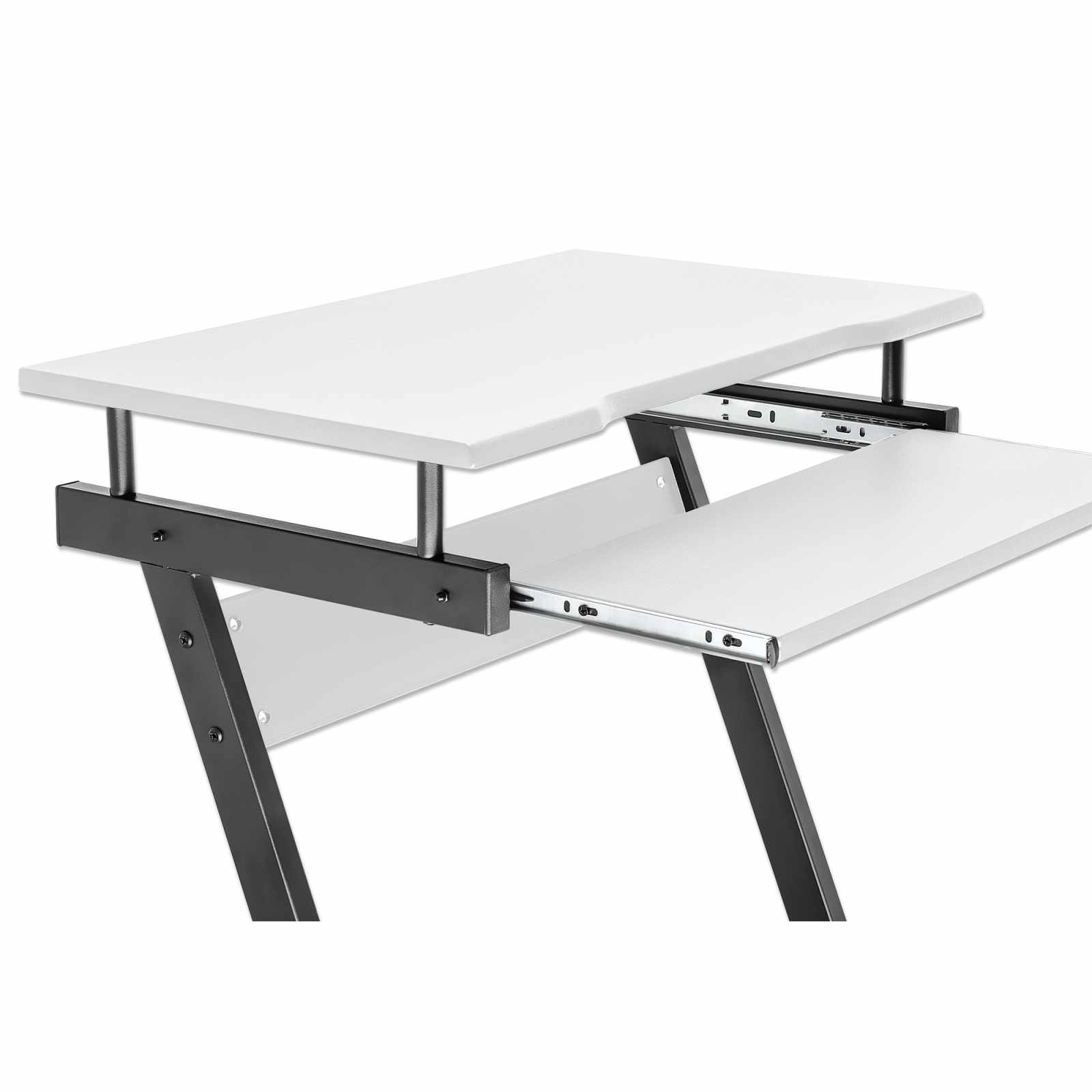 Escritorio compacto para computadora con bandeja deslizable para teclado, blanco Image 8