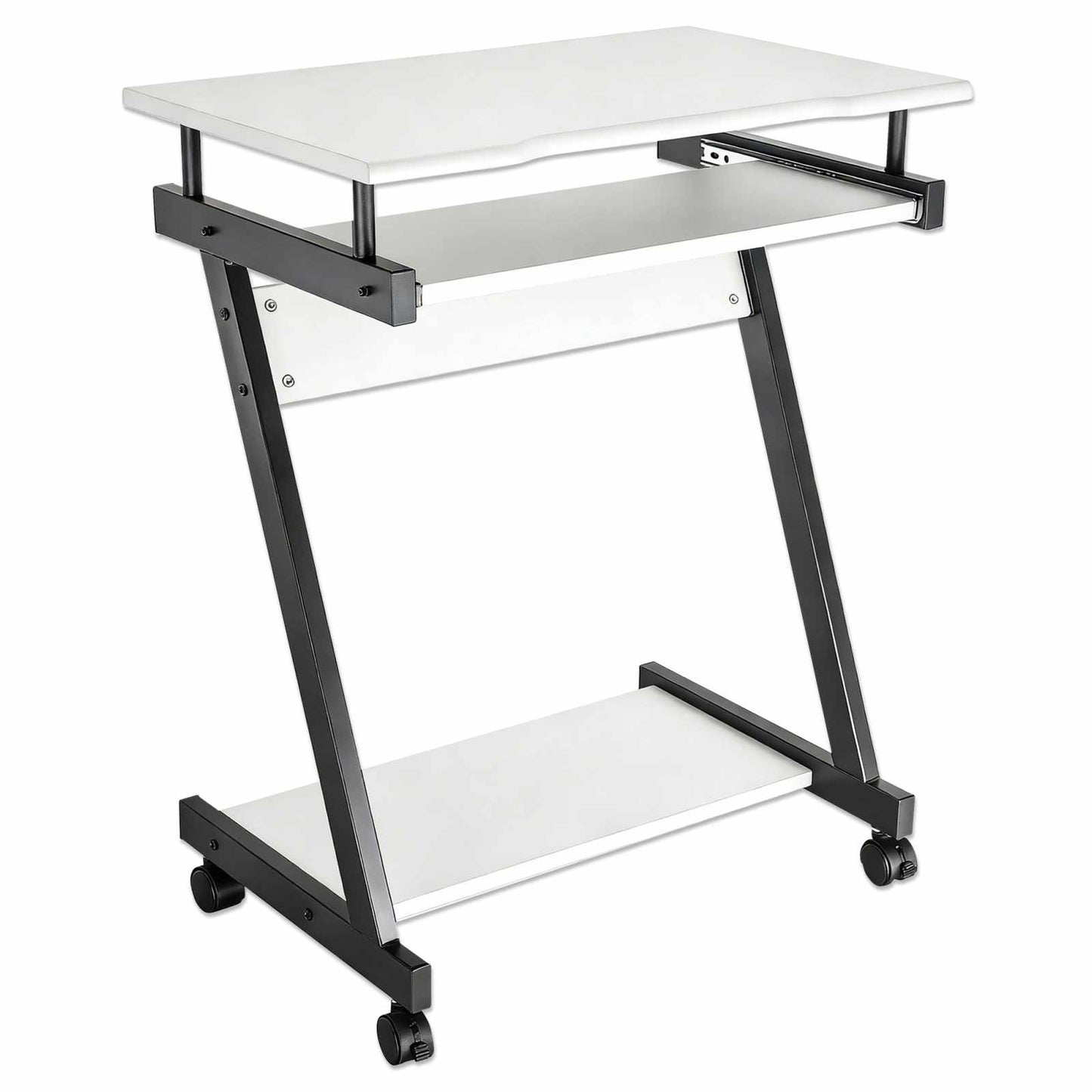 Escritorio compacto para computadora con bandeja deslizable para teclado, blanco Image 3