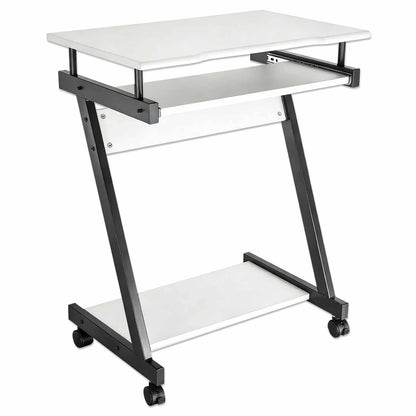Escritorio compacto para computadora con bandeja deslizable para teclado, blanco Image 3