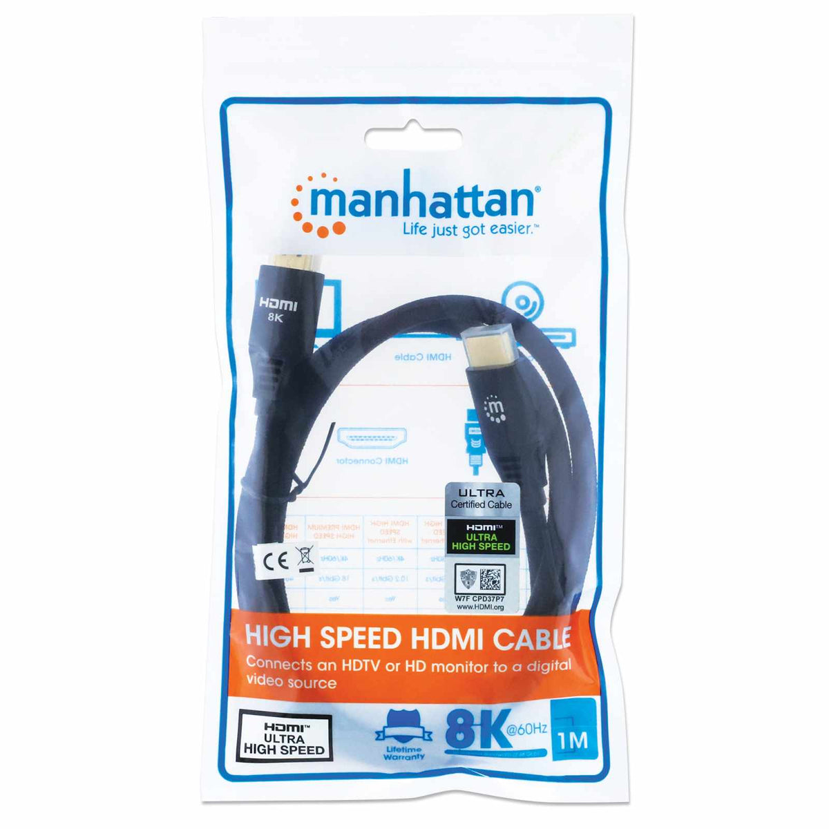 Cable HDMI Certificado de Ultra Alta Velocidad, 8K a 60 Hz o 4K a 120 Hz, con Ethernet Packaging Image 2