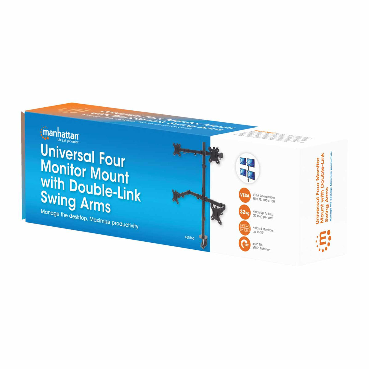 Soporte para cuatro monitores, movimiento con brazos de doble articulación Packaging Image 2