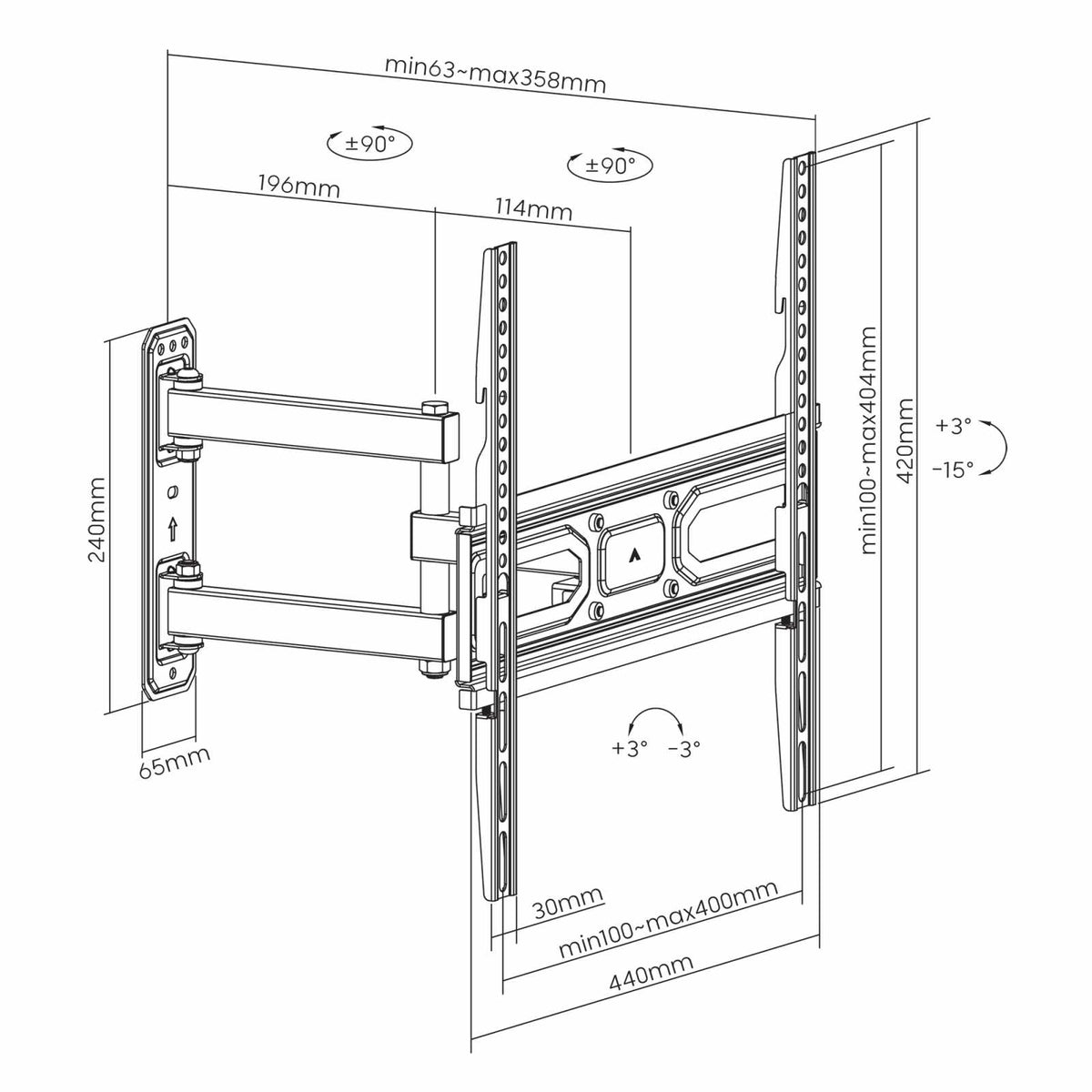 Soporte de Pared de Movimiento Completo con Ajuste de Nivel para Pantallas de 32" a 55" Image 11