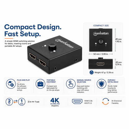 Switch bidireccional HDMI 4K de 2 puertos Image 11