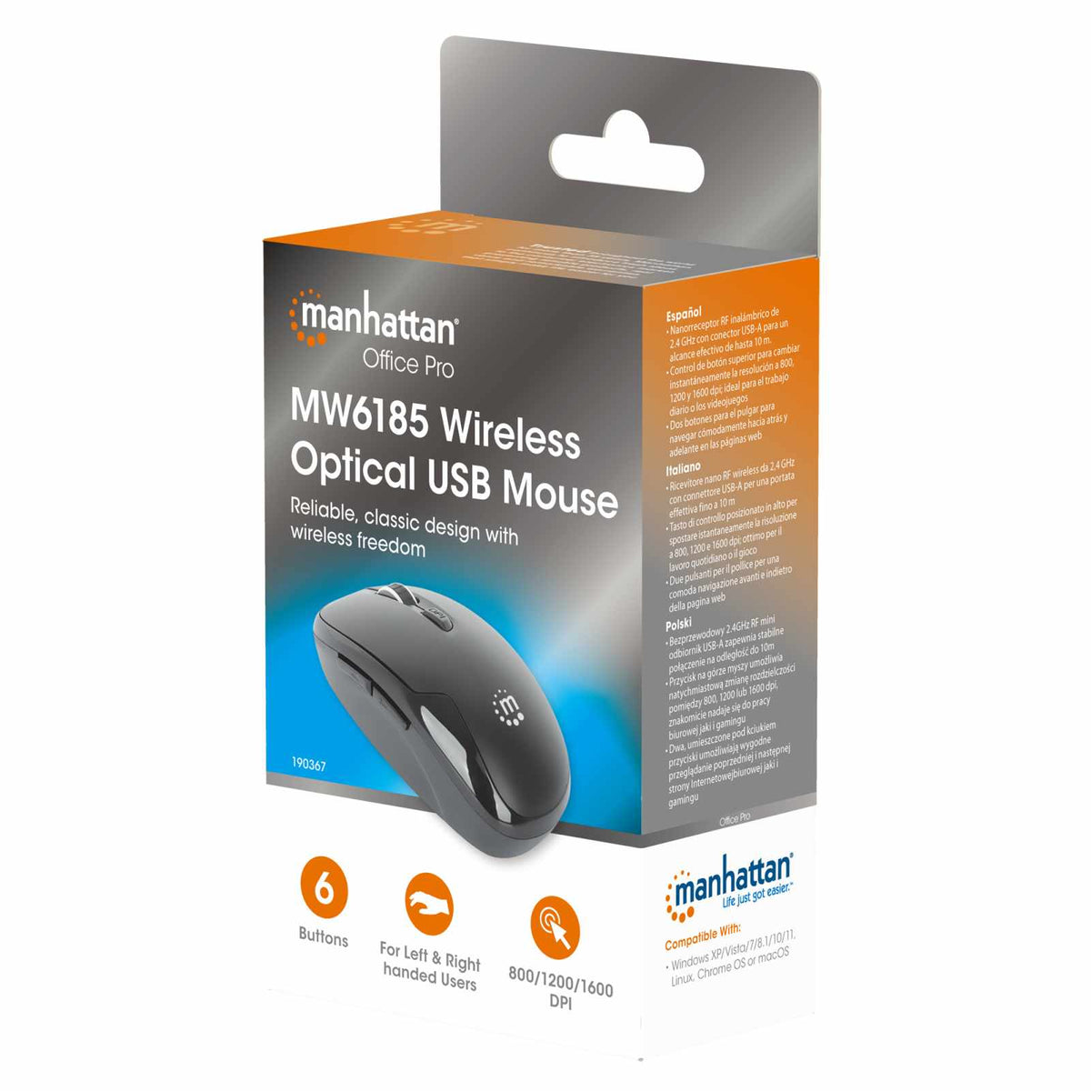 Mouse Premium óptico inalámbrico USB MW6185  Packaging Image 2