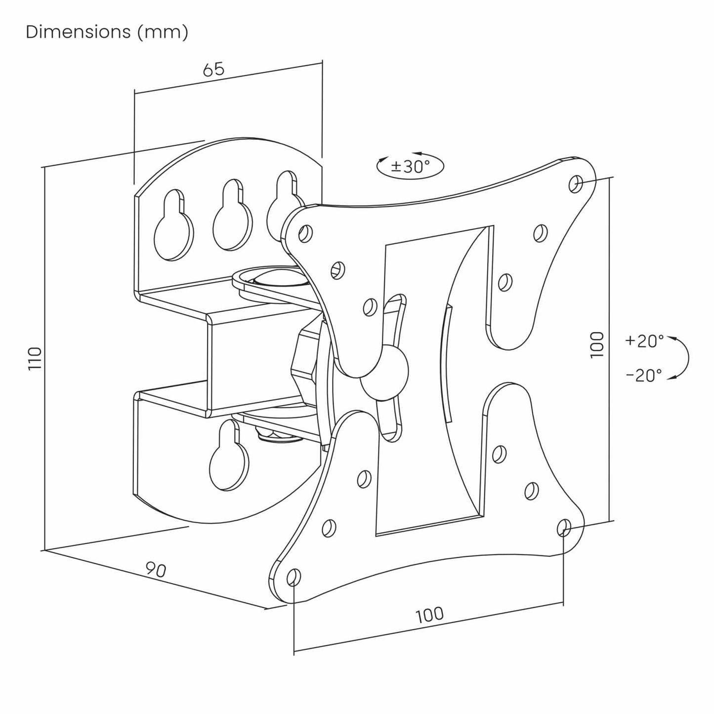 Soporte de pared con pivote para pantalla de 13" a 32" Image 11